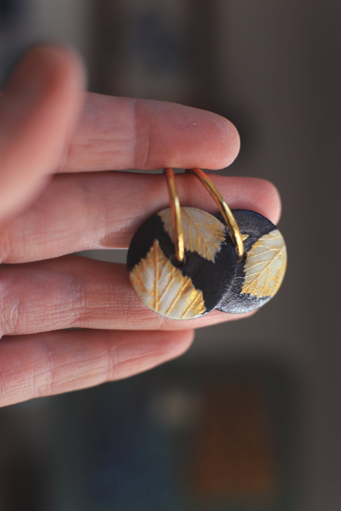 Leaves / Porcelain Transformer Hoops