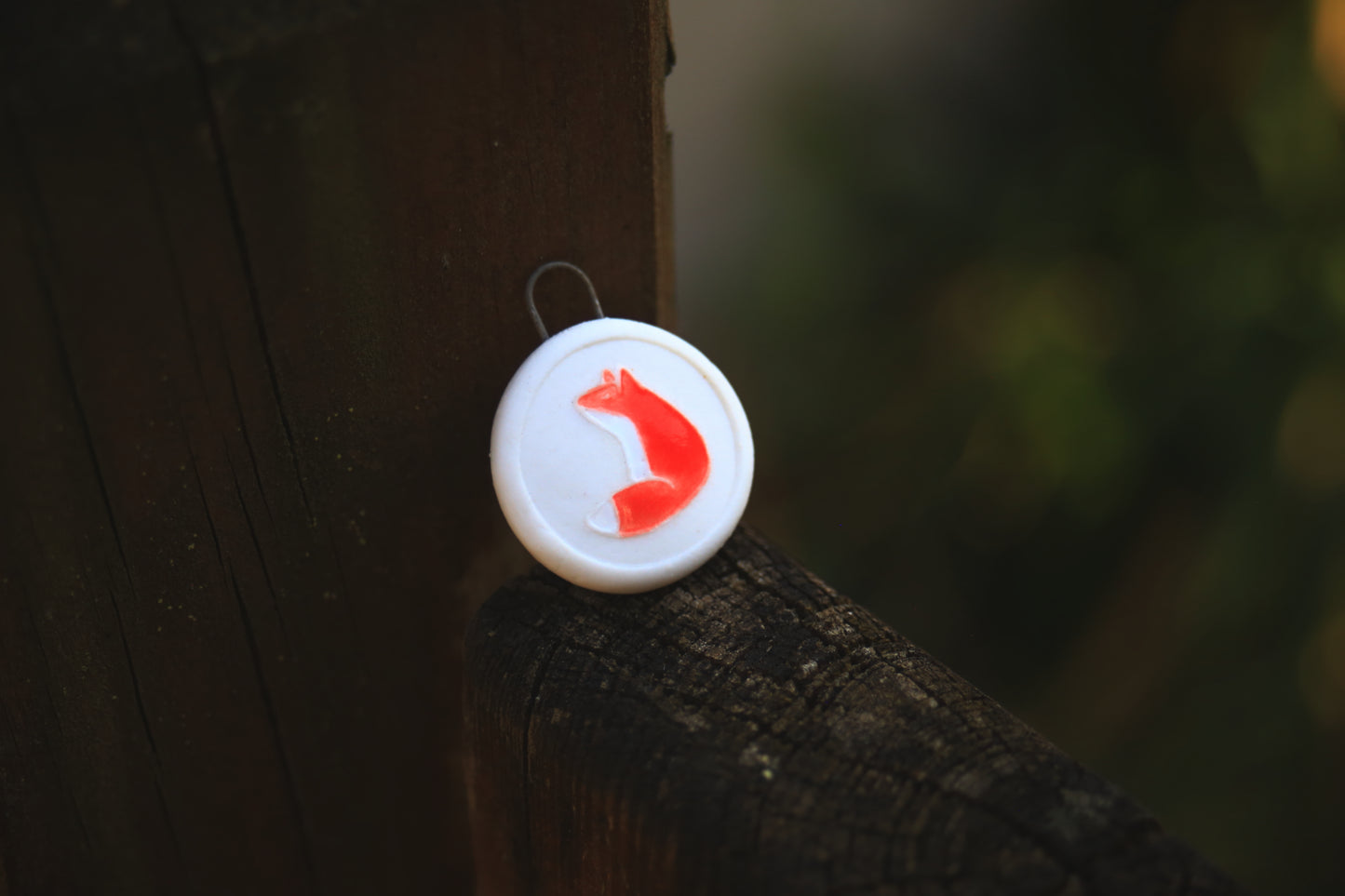 Red / Porcelain fox pendant