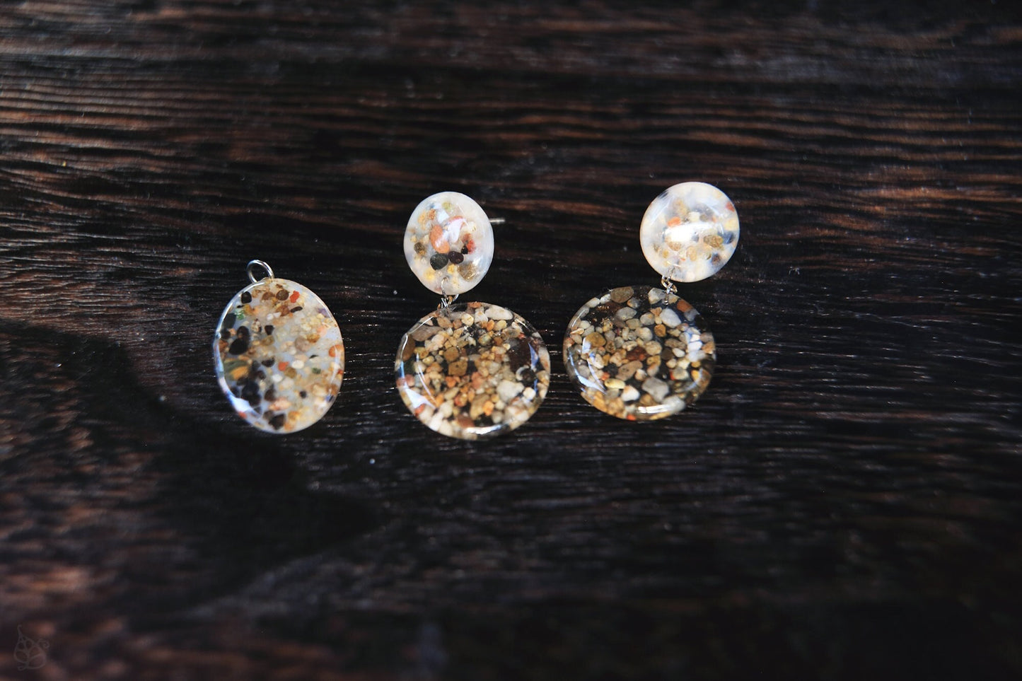 Salou set / Beach sand from Spain - earrings and pendant