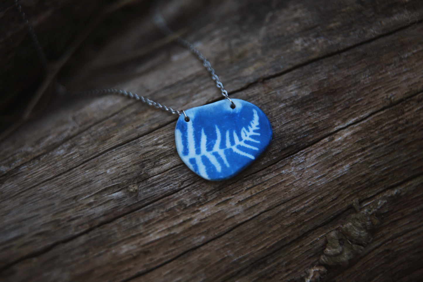 Fougères / Cyanotyped Porcelain Jewelry Set
