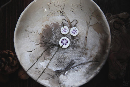 Gentle Lilac / Porcelain Earrings and Necklace
