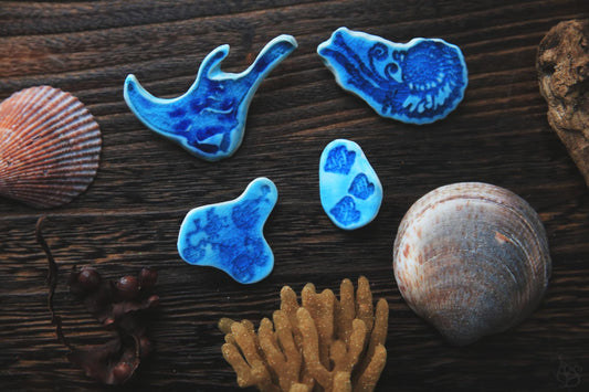 Turquoise Drift / Porcelain Brooches