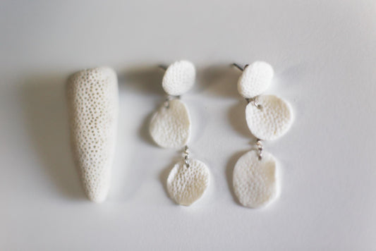 Coral Blinks / Porcelain Earjacket Earrings