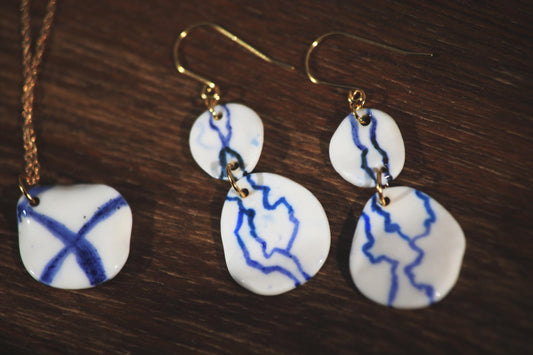 Currents / Porcelain Earrings and Pendant