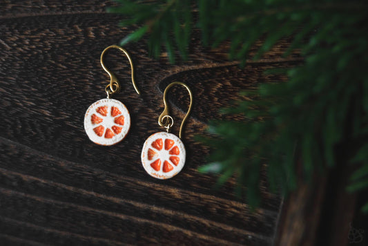 Orange Slices / Porcelain Earrings