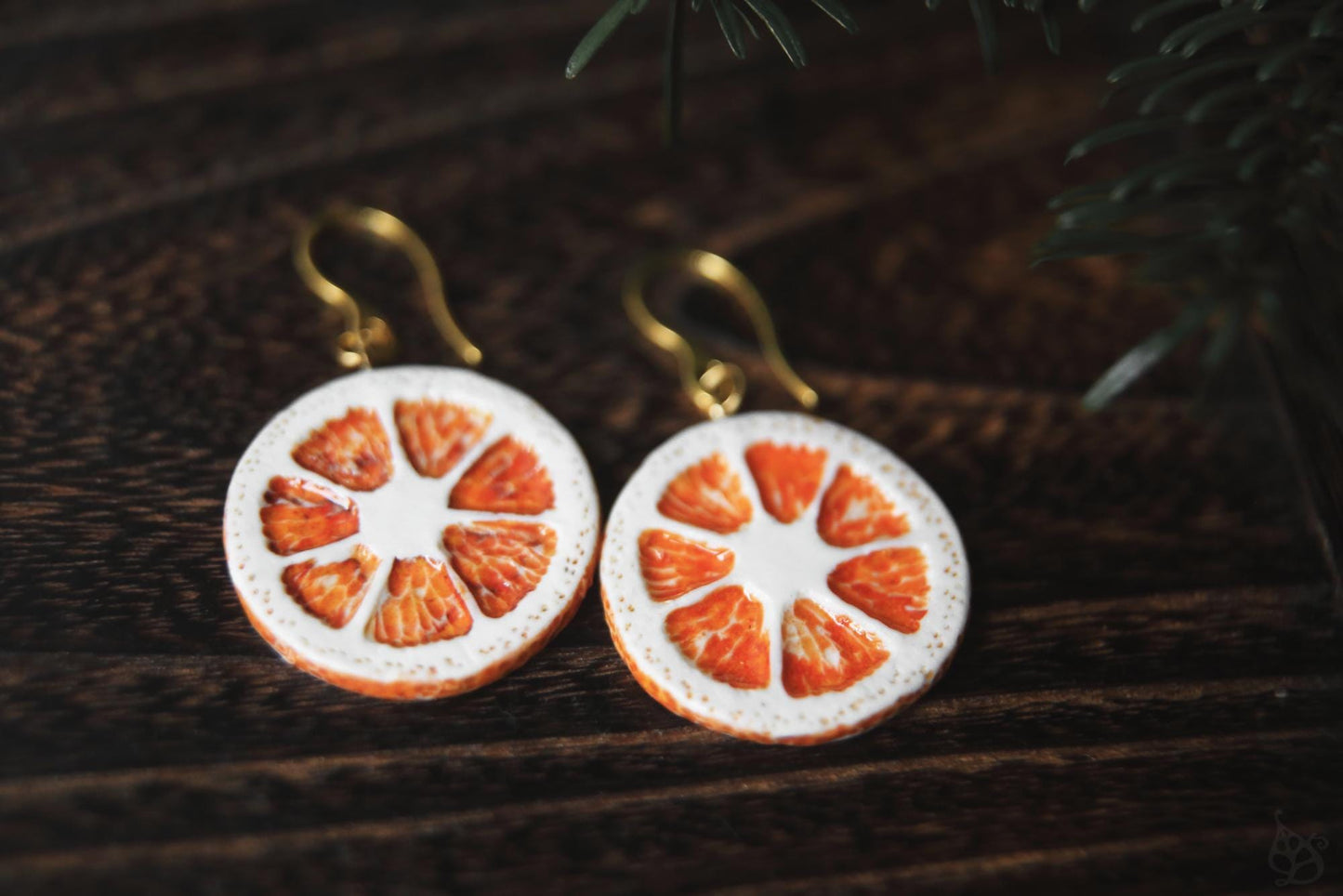 Orange Slices / Porcelain Earrings