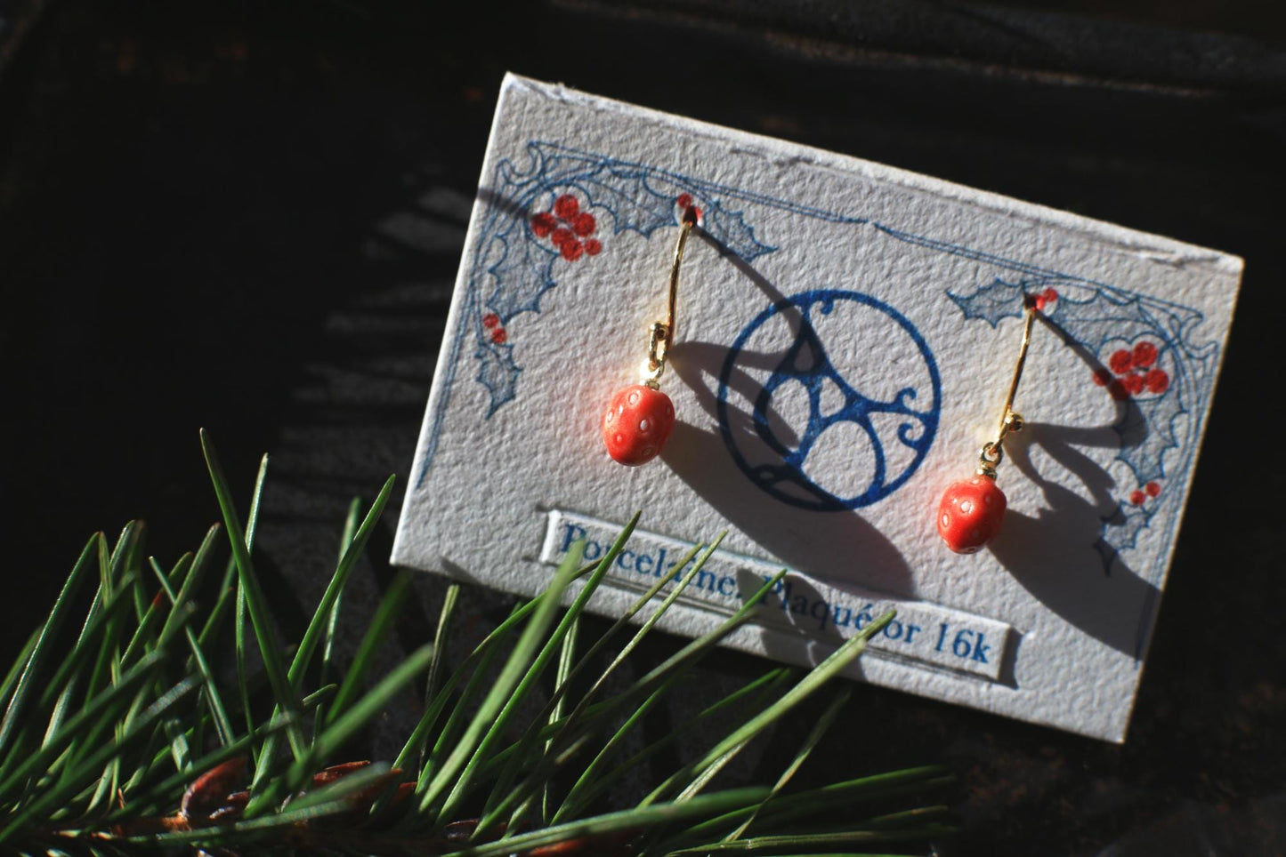 Fraises Des Bois / Porcelain Earrings and Necklace