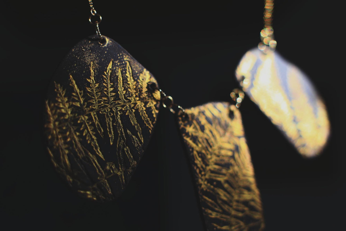 Fern Trilogy / Black Ceramics Necklace