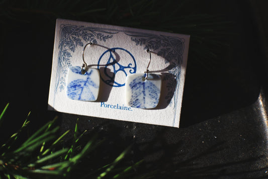 Fern Squares / Porcelain Earrings and Pendant Set
