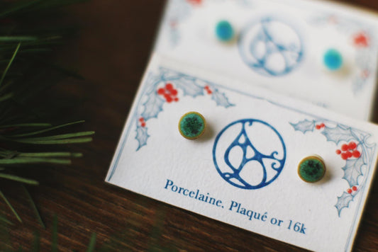 Points / Porcelain Gold-plated Stud Earrings