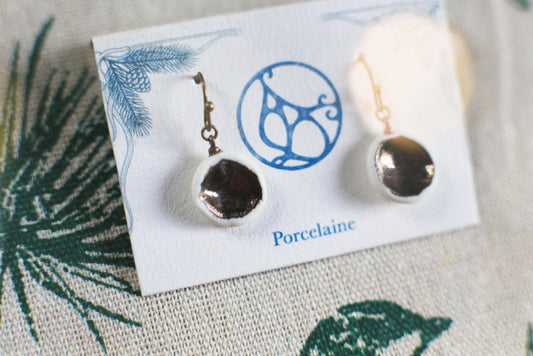 Deep Copper / Porcelain Earrings