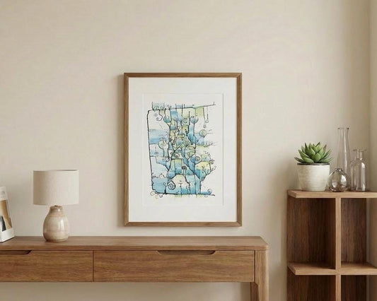 Pond Water / Original ink and watercolor painting
