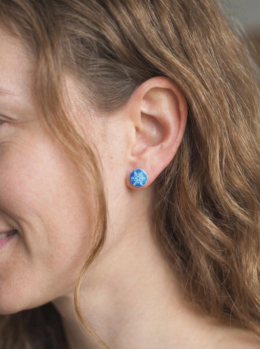 Flakes / Porcelain Cyanotype Earrings