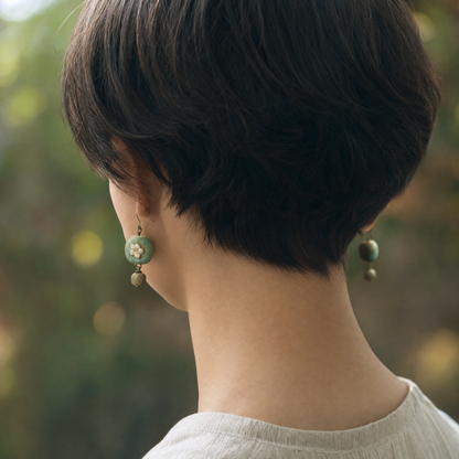 Patina Flowers / Porcelain Earrings