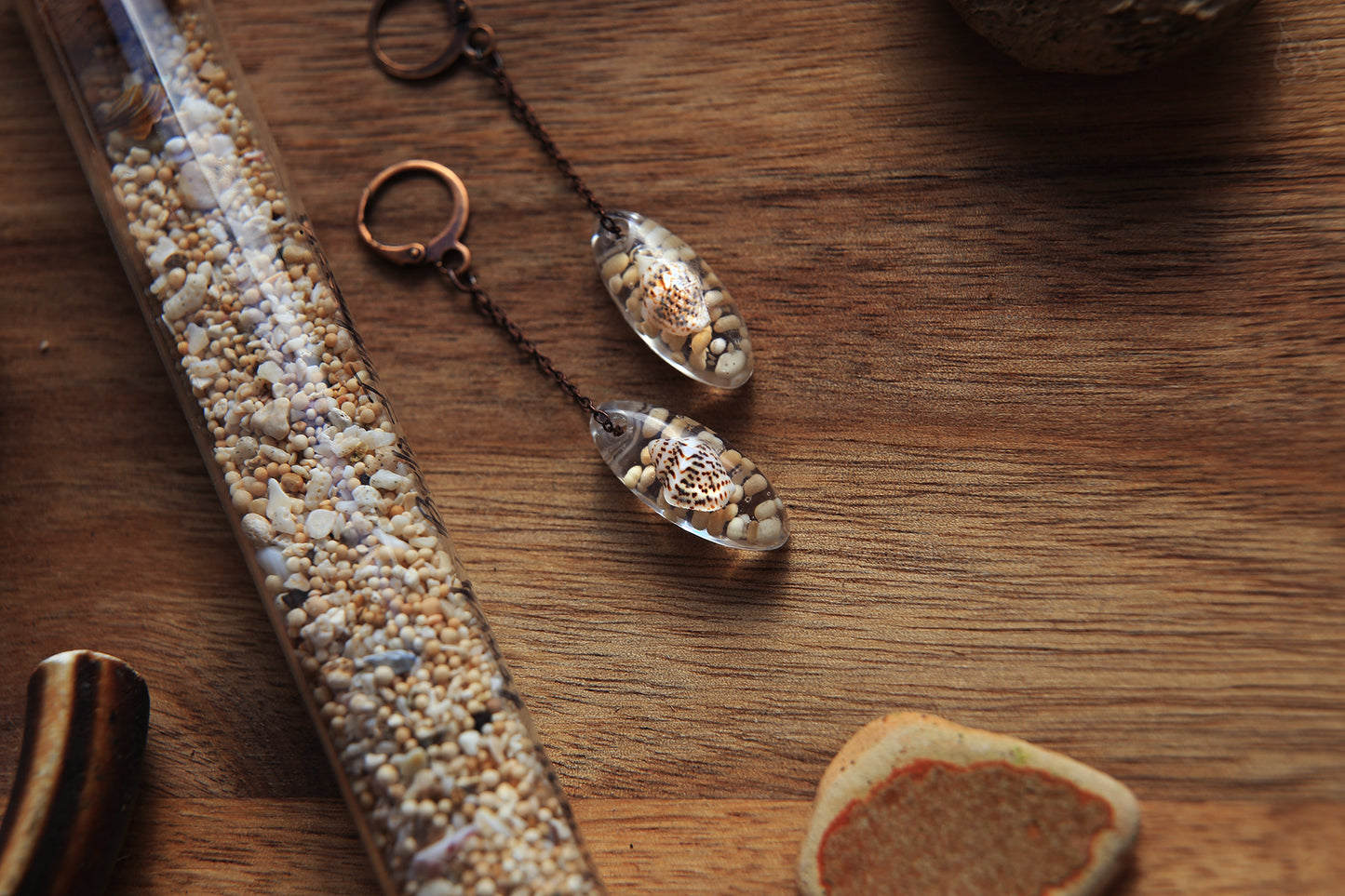 Island Swings / Seashells and Beach Sand Earrings from Indonesia