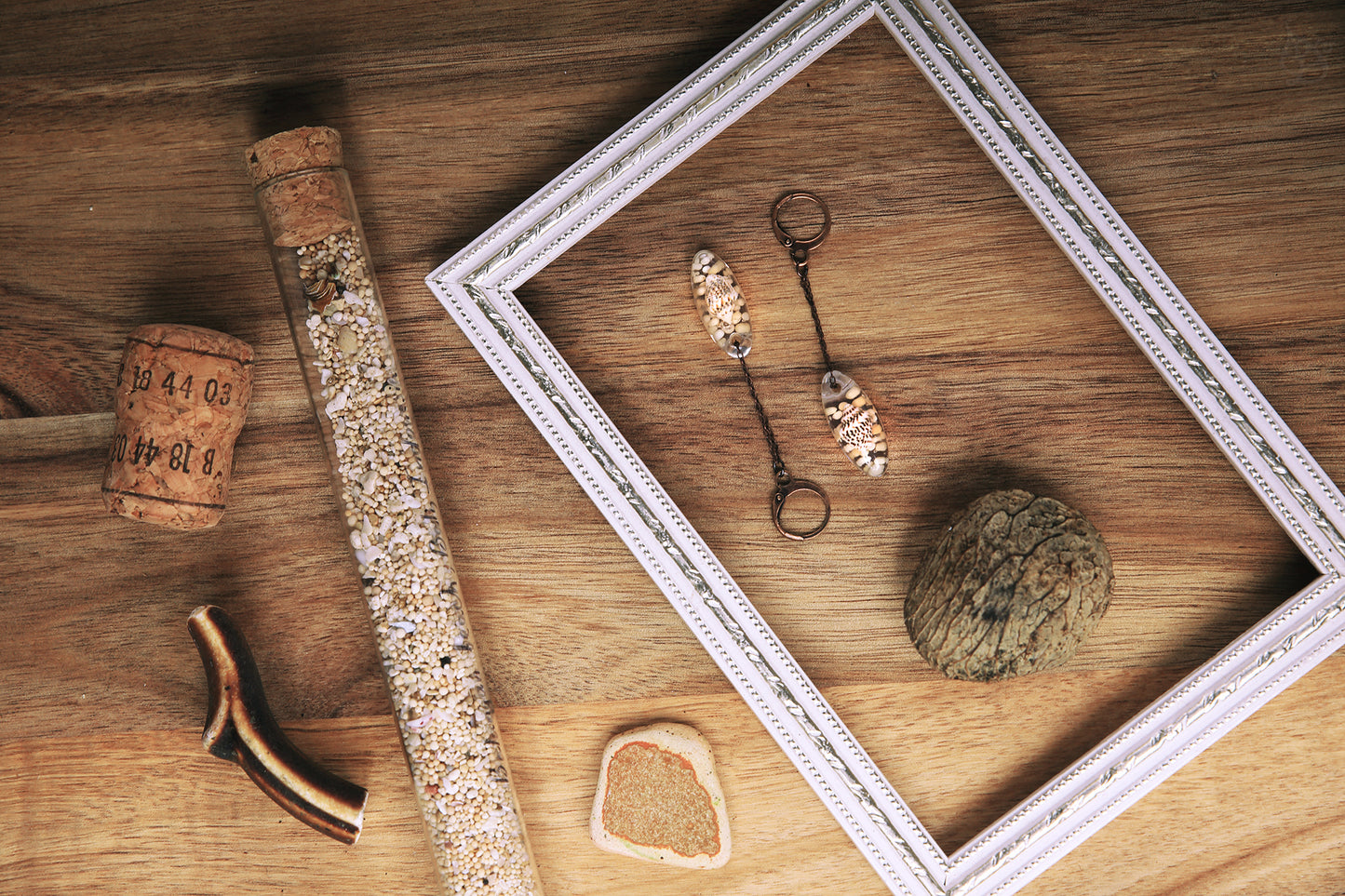 Island Swings / Seashells and Beach Sand Earrings from Indonesia