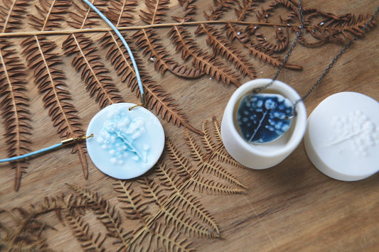 Forget-me-not / Porcelain Pendant