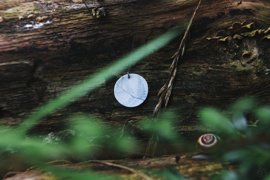 Cleft Ferns / Porcelain Earrings and Necklace