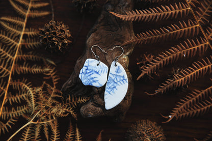 Cleft Ferns / Porcelain Earrings and Necklace