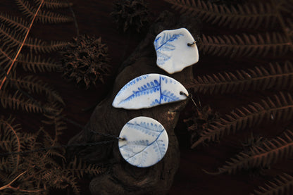 Cleft Ferns / Porcelain Earrings and Necklace
