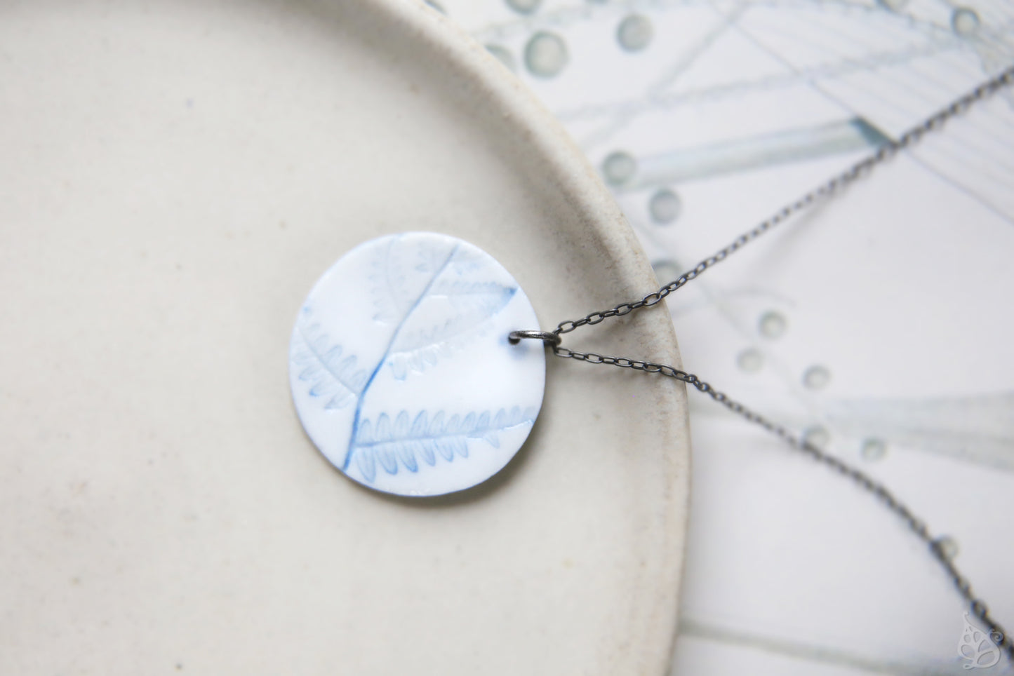 Cleft Ferns / Porcelain Earrings and Necklace