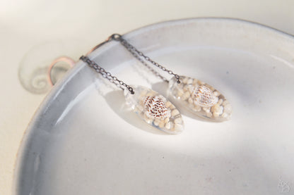 Island Swings / Seashells and Beach Sand Earrings from Indonesia