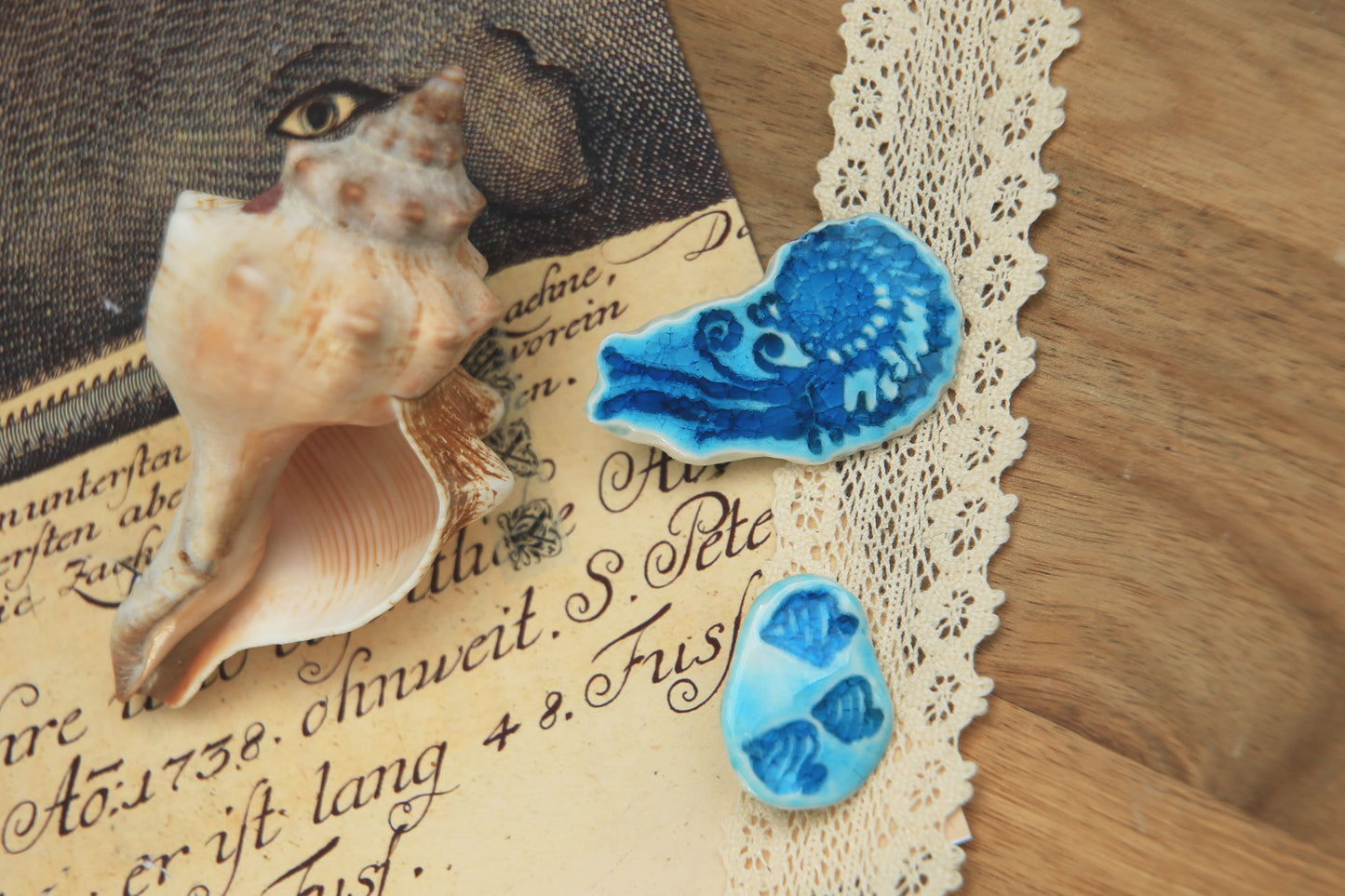 Turquoise Drift / Porcelain Brooches
