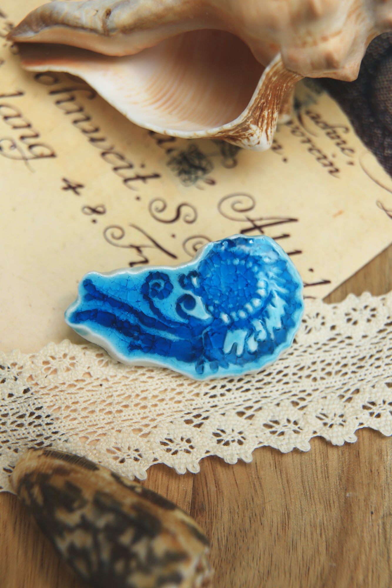 Turquoise Drift / Porcelain Brooches