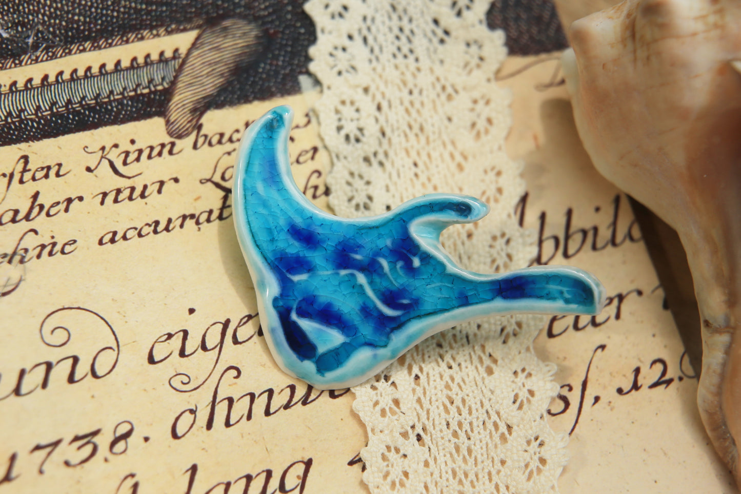 Turquoise Drift / Porcelain Brooches