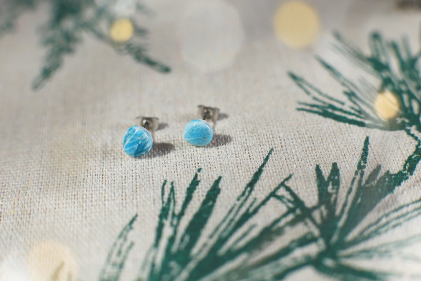 Leaf Capsules / Porcelain Stud Earrings with Leaf Reliefs