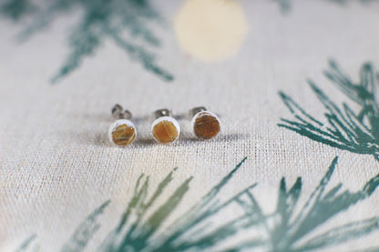 Leaf Capsules / Porcelain Stud Earrings with Leaf Reliefs
