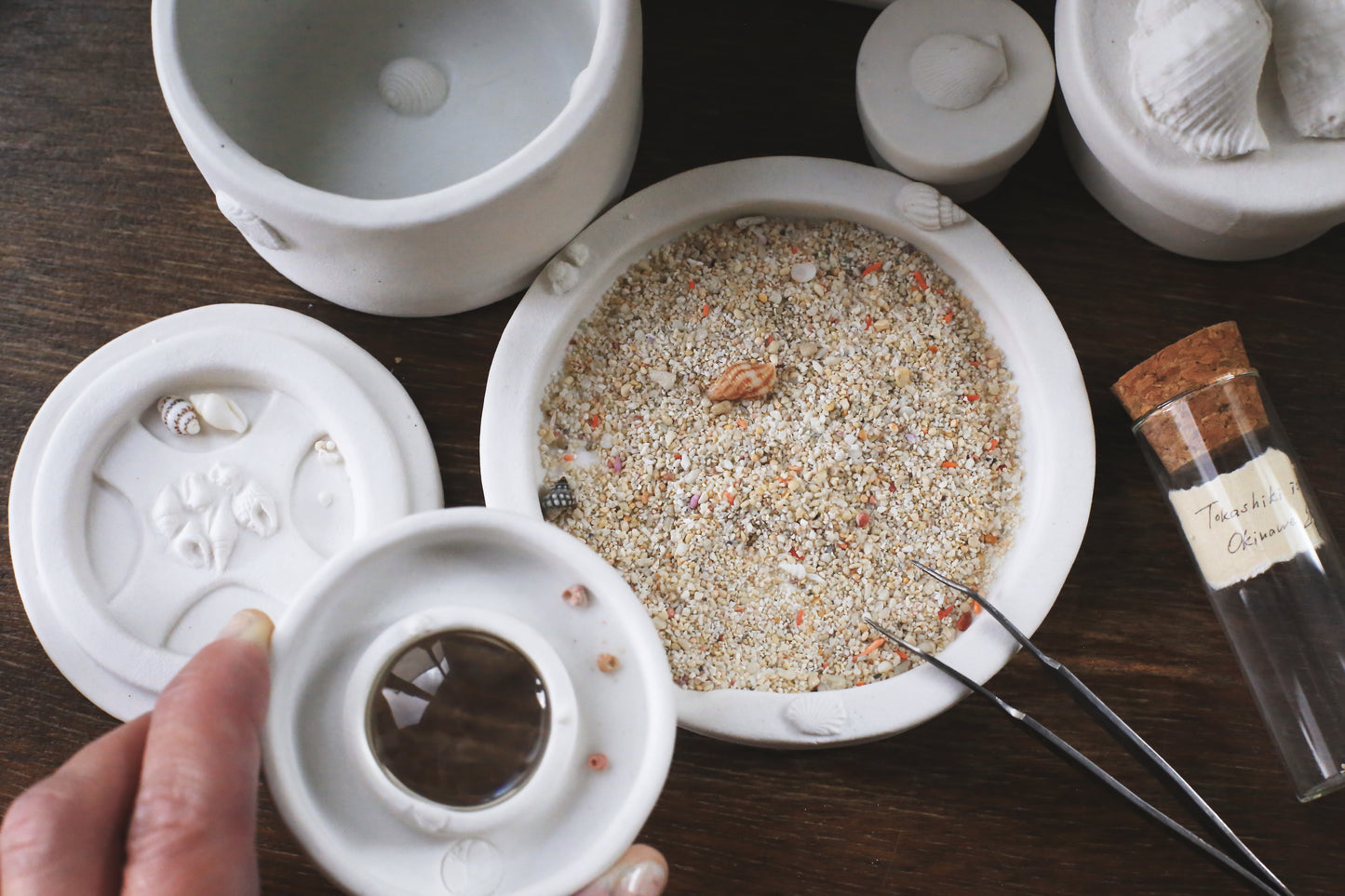 Tri Caché / Miniature Beachcombing set in Porcelain