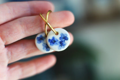 Myosotis Hoops / Porcelain Earrings
