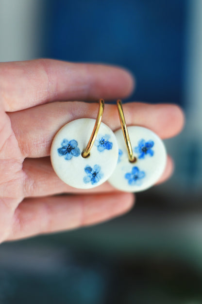 Myosotis Hoops / Porcelain Earrings