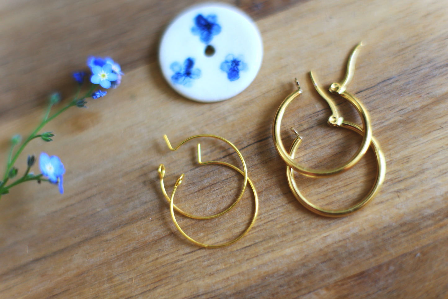 Myosotis Hoops / Porcelain Earrings