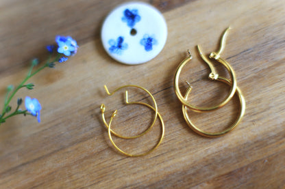 Myosotis Hoops / Porcelain Earrings