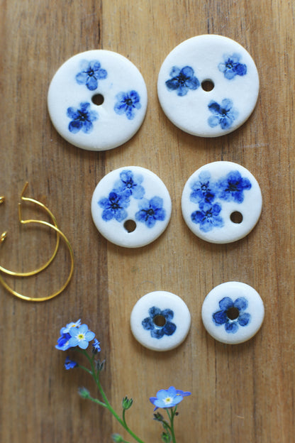 Myosotis Hoops / Porcelain Earrings