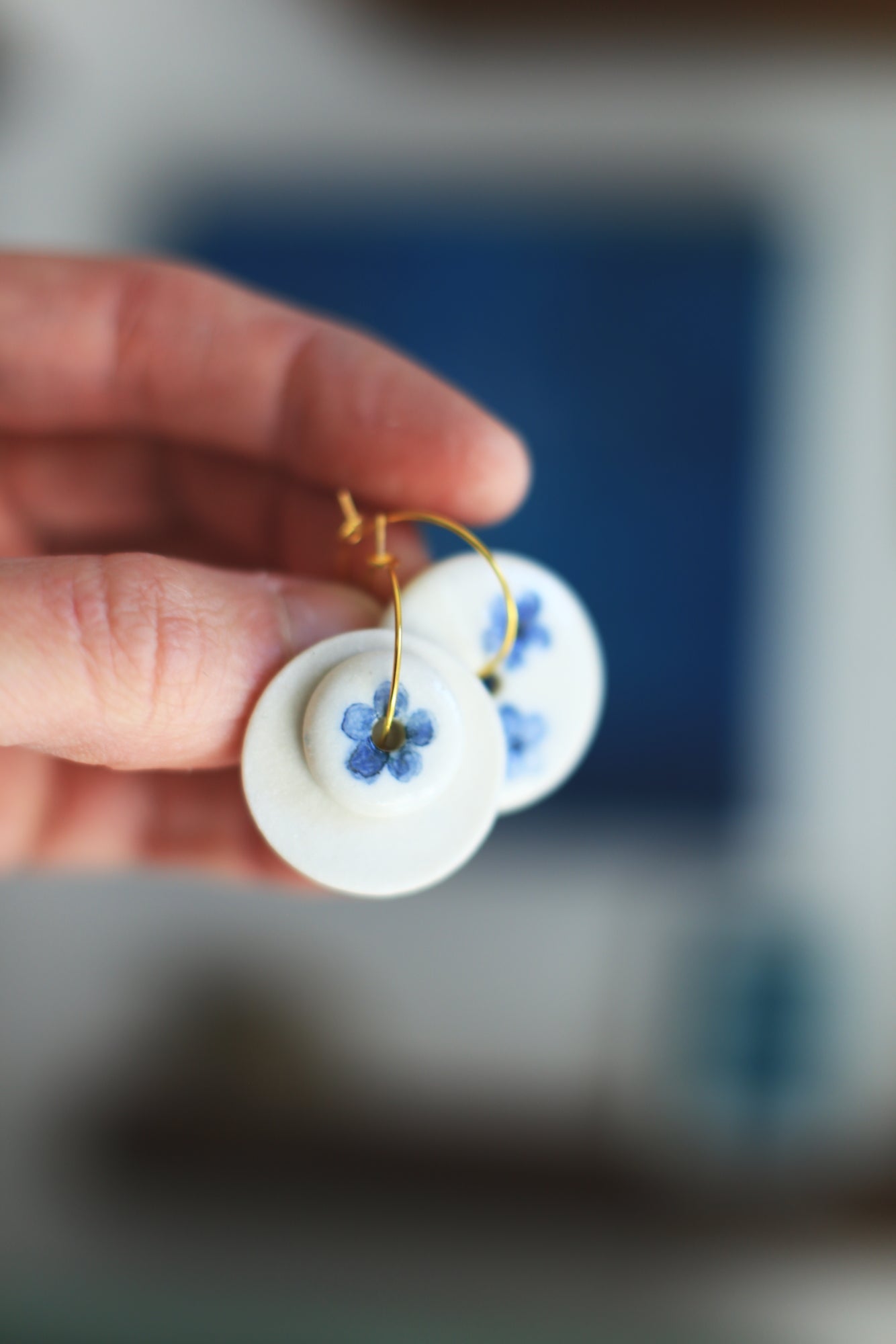 Myosotis Hoops / Porcelain Earrings