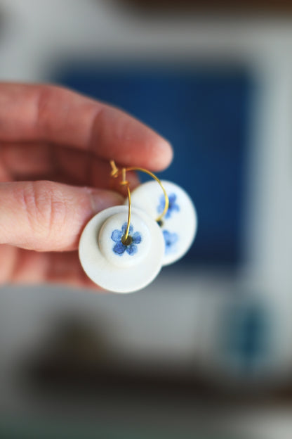 Myosotis Hoops / Porcelain Earrings