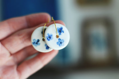 Myosotis Hoops / Porcelain Earrings