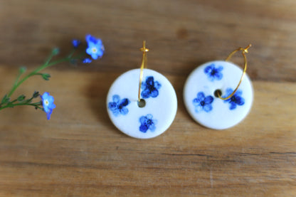Myosotis Hoops / Porcelain Earrings