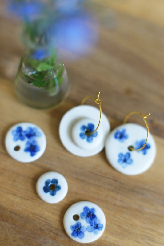 Myosotis Hoops / Porcelain Earrings