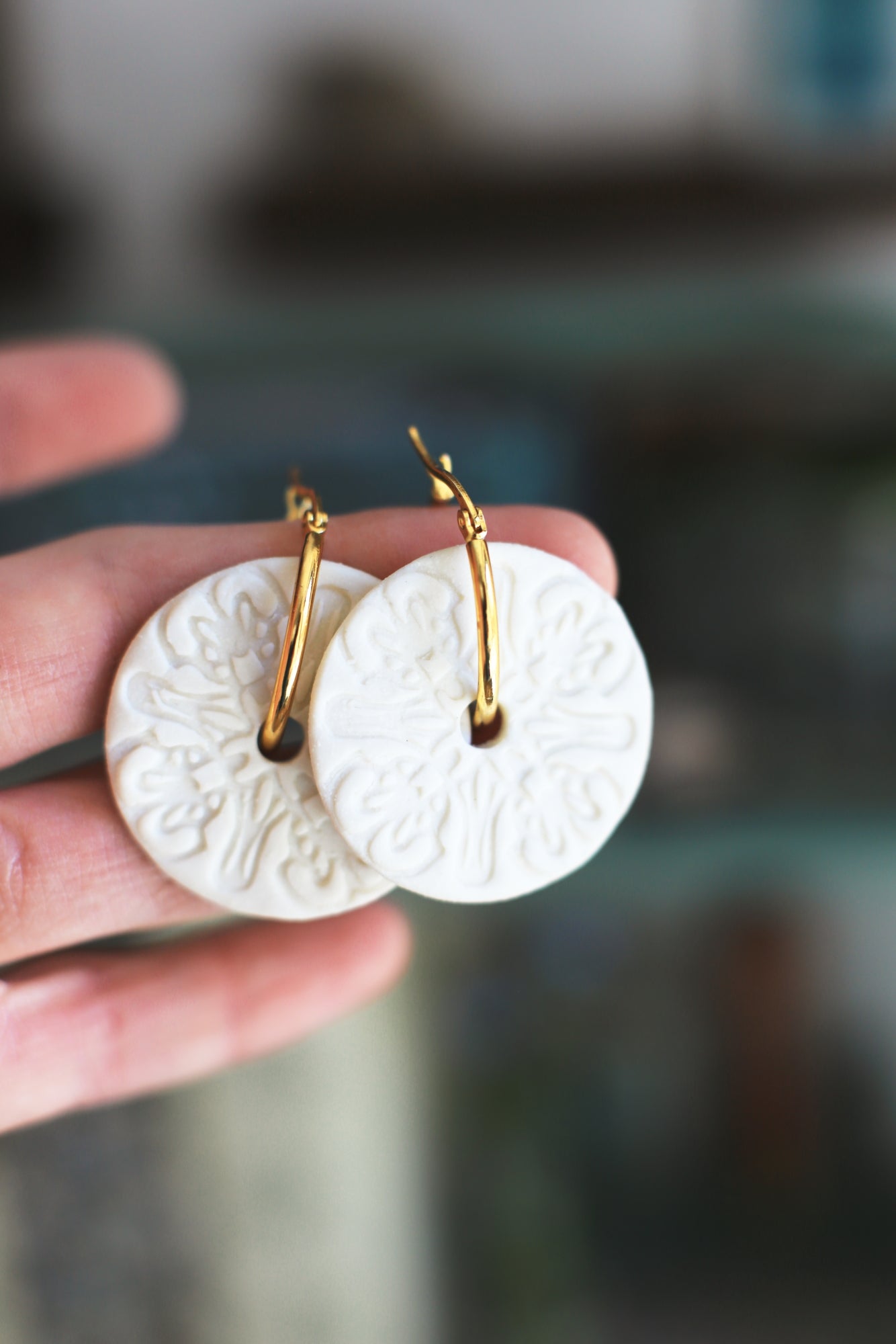 Rosette Symphony / Porcelain Transformer Earrings