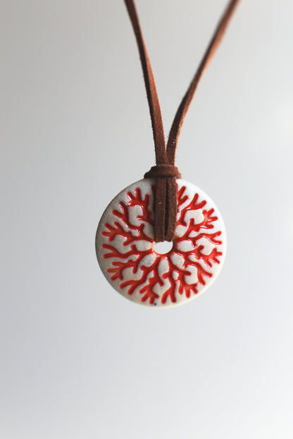 Coral / Porcelain Jewellery Set