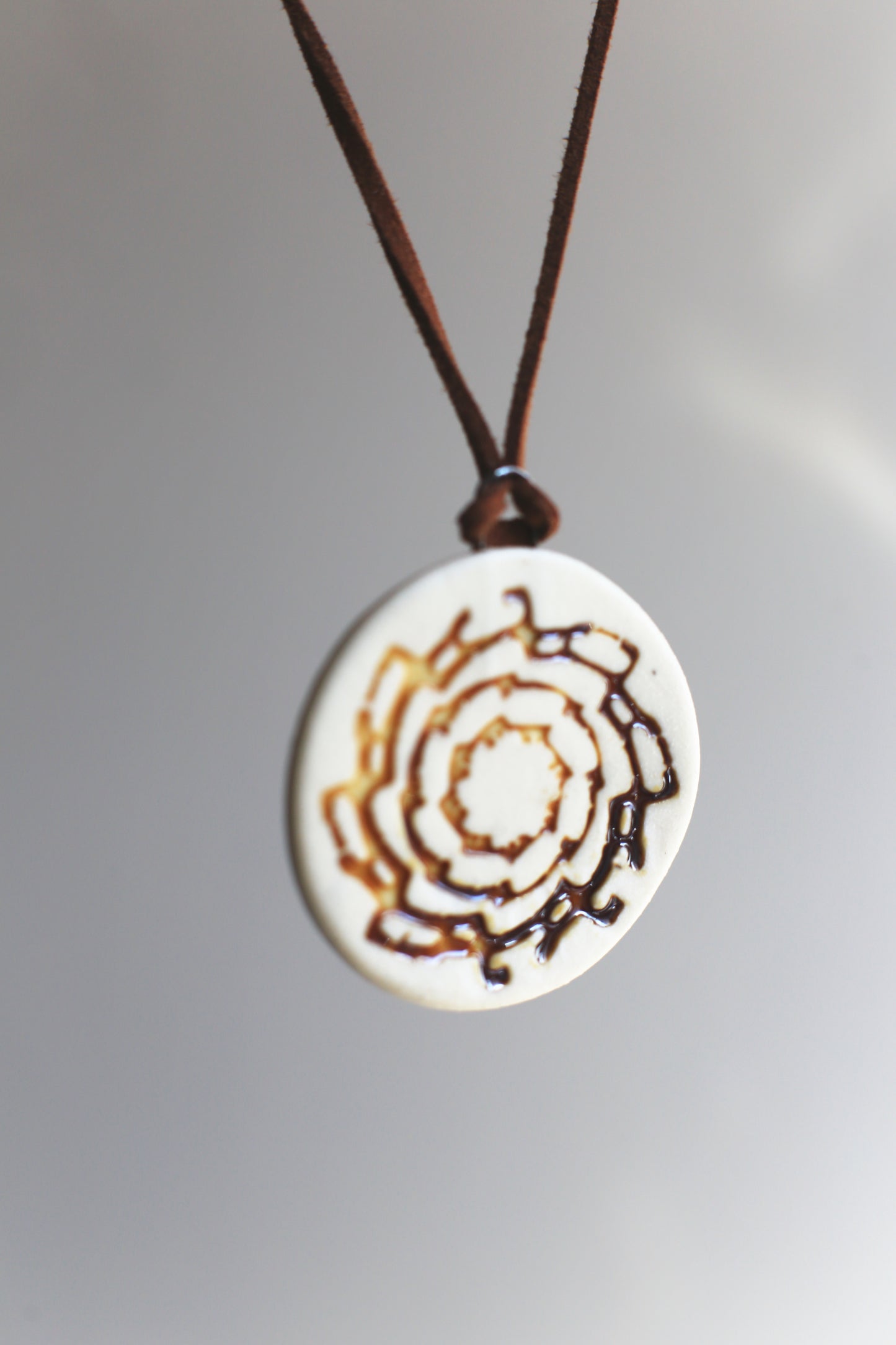Tan / Porcelain Earrings and Pendant Transformer Set