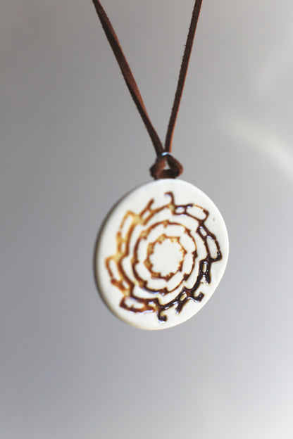 Tan / Porcelain Earrings and Pendant Transformer Set