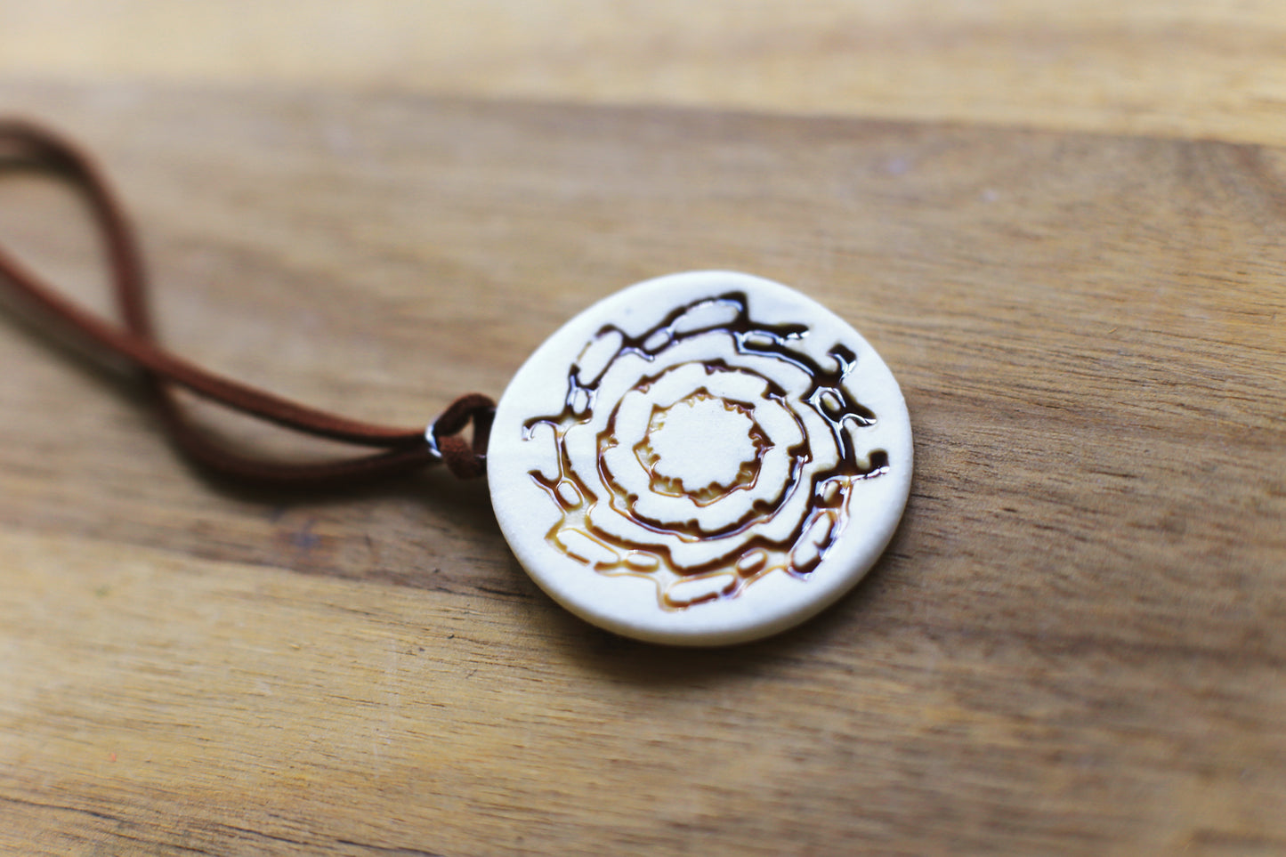 Tan / Porcelain Earrings and Pendant Transformer Set