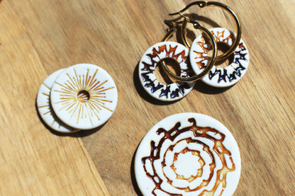 Tan / Porcelain Earrings and Pendant Transformer Set