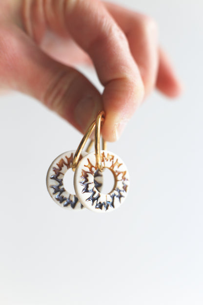 Tan / Porcelain Earrings and Pendant Transformer Set