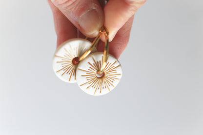 Tan / Porcelain Earrings and Pendant Transformer Set